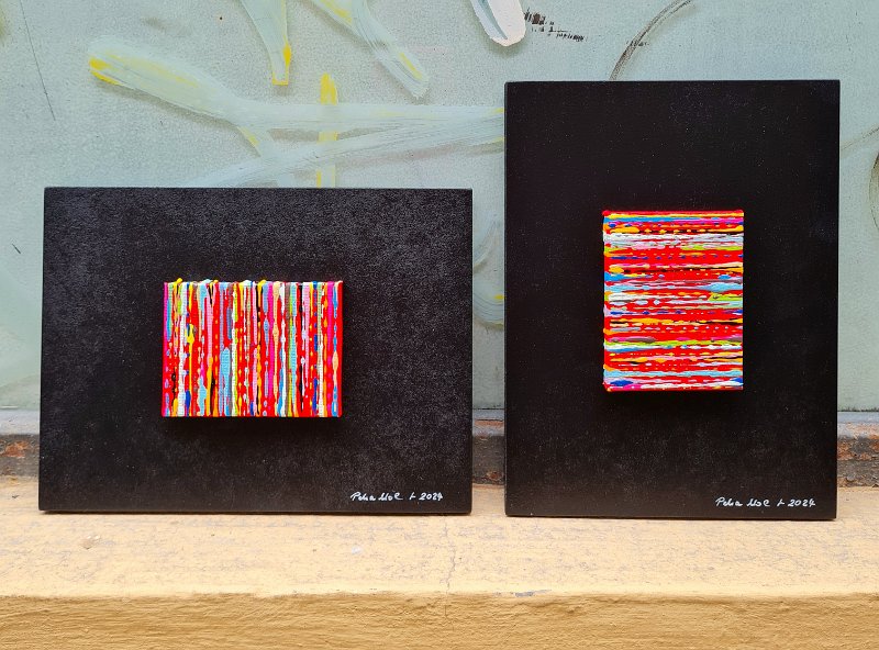 Coloured lines 29 SOLD,31 2024, 20x15, Acryl-Lack auf LW,  € 79 SOLD